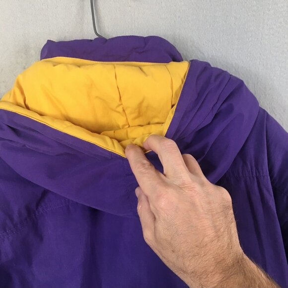 Vintage East West Puffer Coat Womens Medium Purple Yellow Adorondak Ski Jacket - Picture 8 of 16